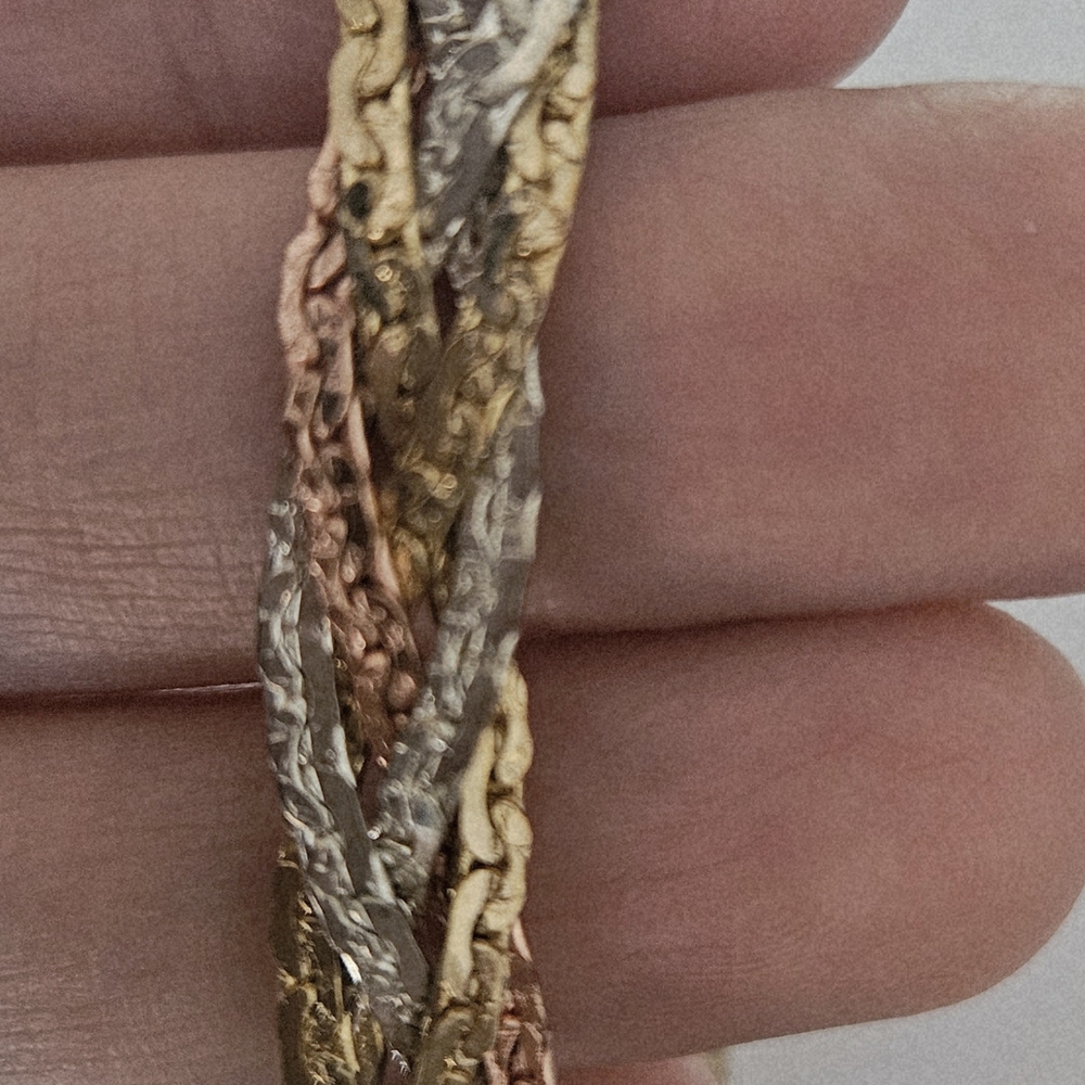 Vintage Gold, Silver, and Copper Braided Necklace & Bracelet